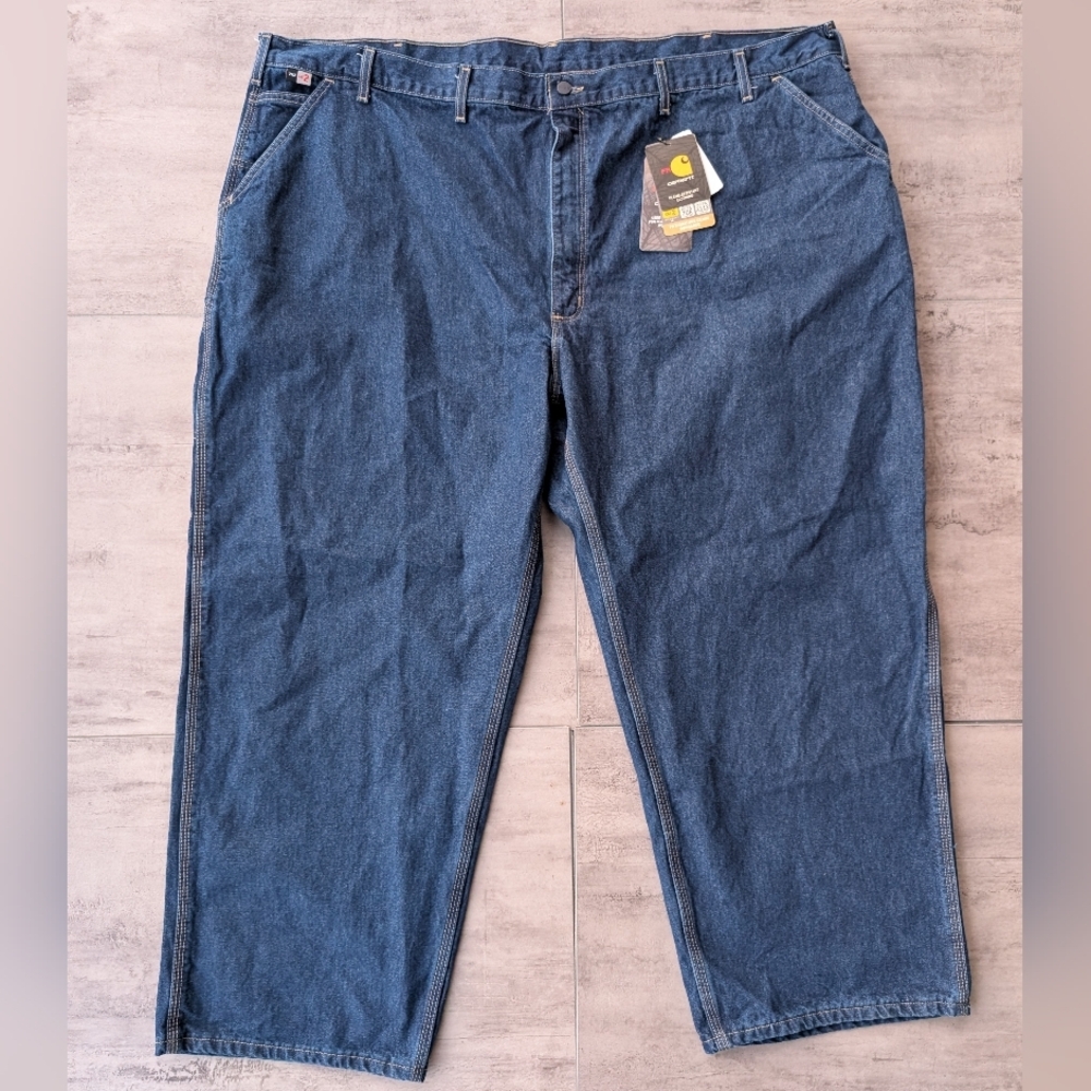 Carhartt FR Men's Signature Dungaree Original Fit Denim Work Jeans 2112  54 X 30